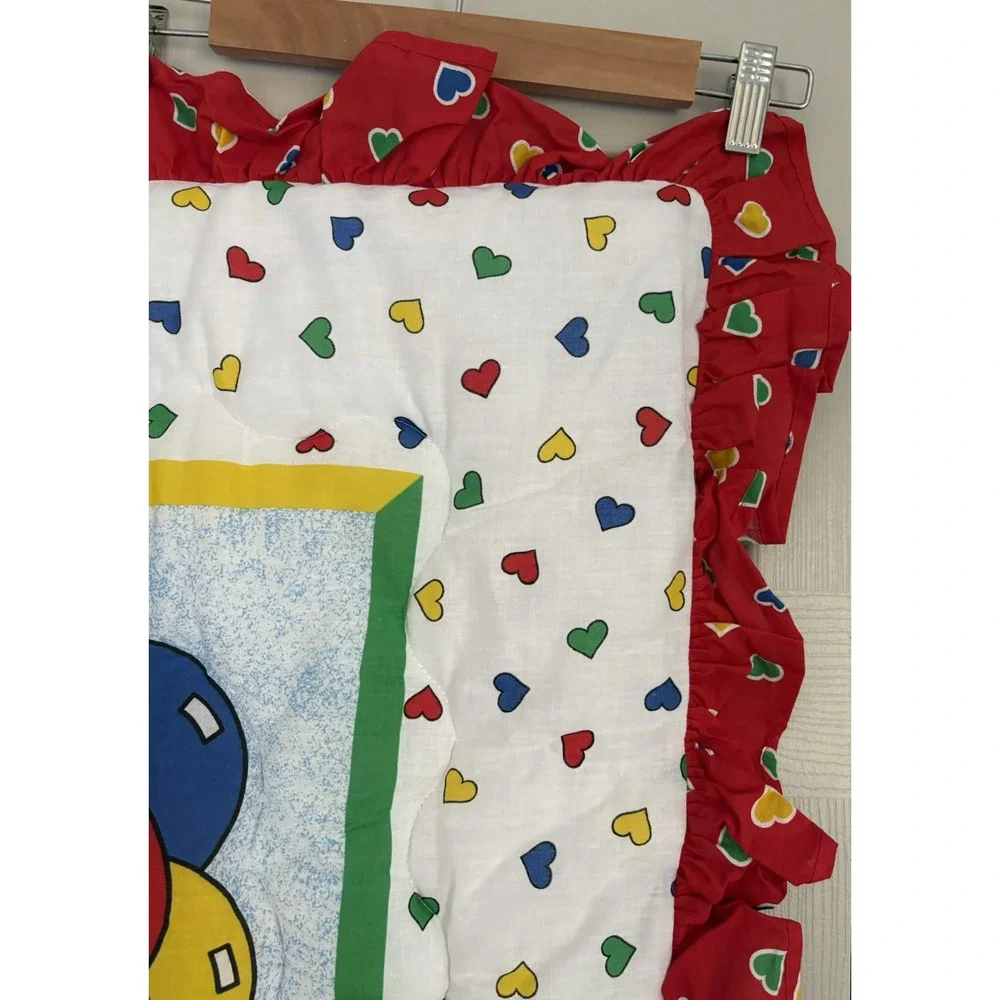Vintage Carters Riegel Baby Blanket Balloon Bear Reversible Ruffle Comforter USA